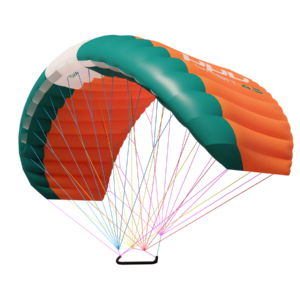 PPC Orbit Parawing dual-skin parawing in Orange/Peacock with carbon bar